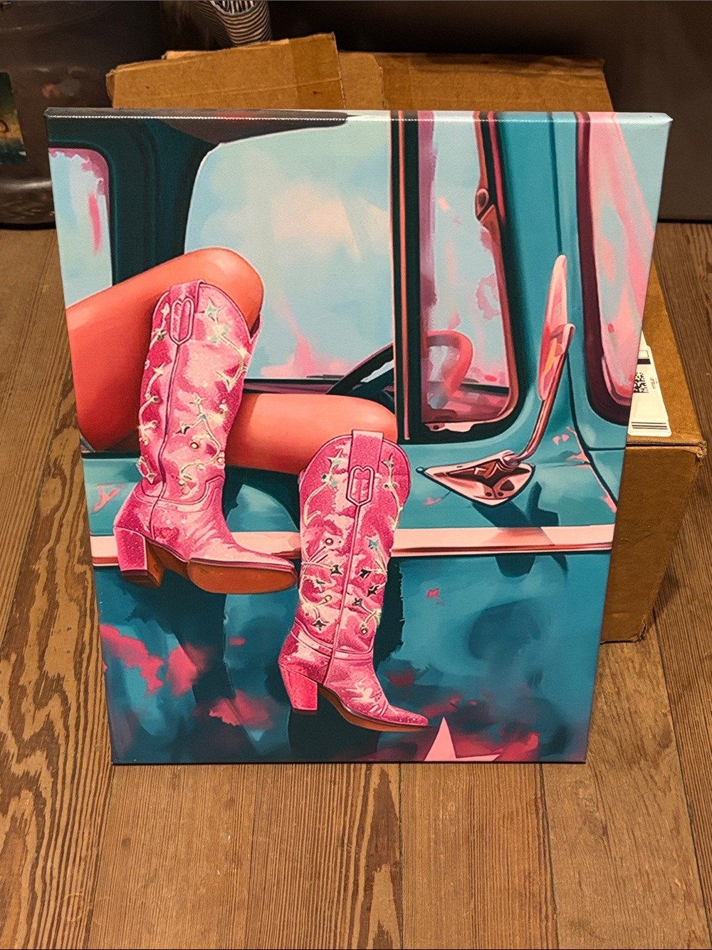 Pink Cowboy Boots Art Print - Vibrant Western Wall Art